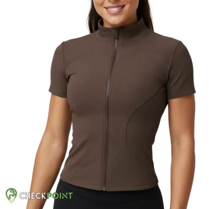 بلوز آستین کوتاه تمام زیپ کبریتیs167 06